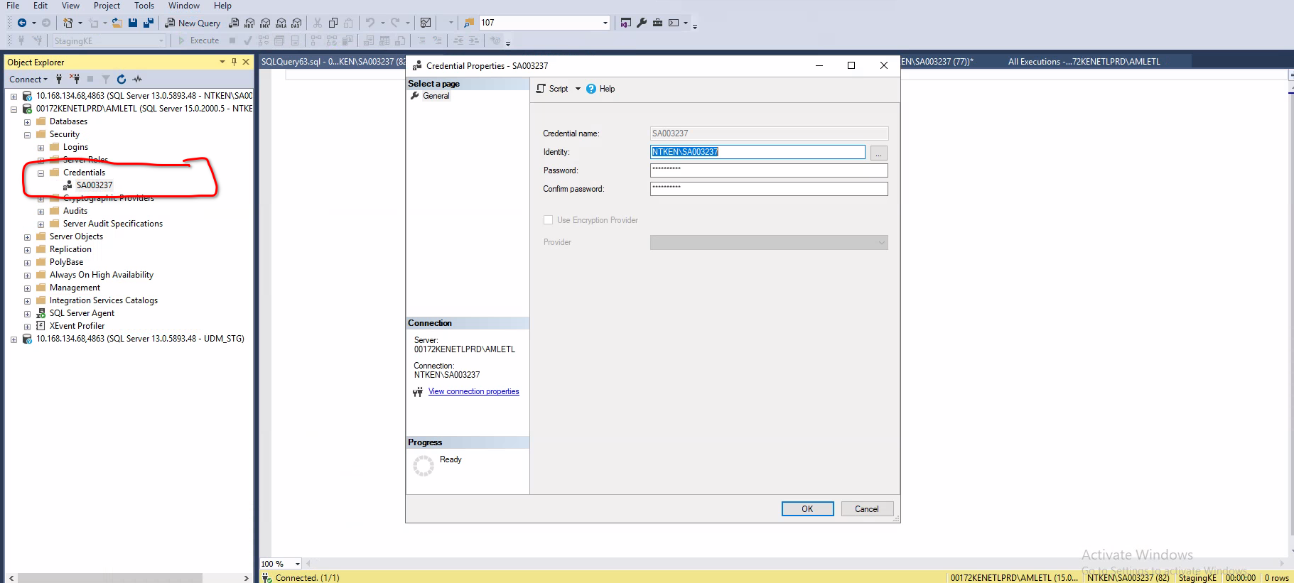 SQL Server credential